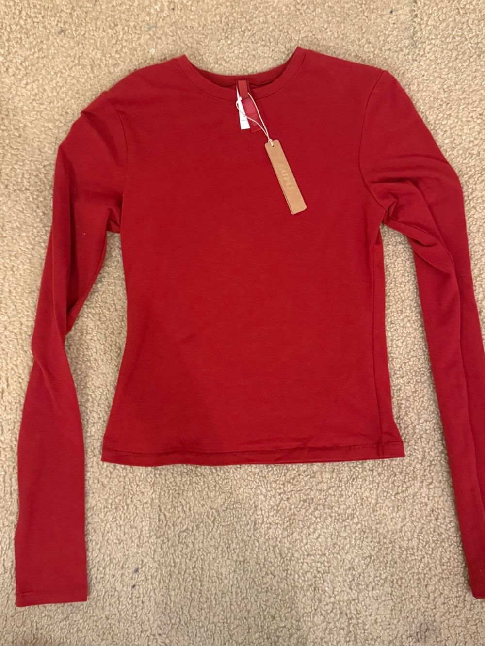 NWT Skims Cotton Jersey Long Sleeve Limited edition color “Brick” Sz Small
